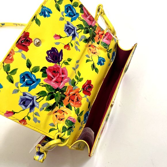 NWT Original BETSEY JOHNSON Floral Bow Convertible Crossbody Bag Clutch Yellow - Picture 8 of 10